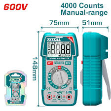 TOTAL TOOLS TMT536002 MULTIMETRO DIGITAL TRUR RMS AC/DC 600V, 400OHMIO, 10A C/2 BAT AAA