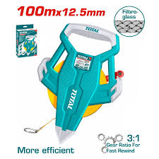 TOTAL TOOLS TMTF131006 CINTA METRICA Y PULGADAS REFORZADA RETRACTIL 100MX12.5MM CUBIERTA DE GOMA