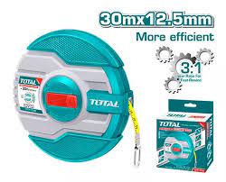 TOTAL TOOLS TMTF13306 CINTA METRICA Y PULGADAS FIBRA DE VIDRIO 30MX12.5MM RETRACTIL
