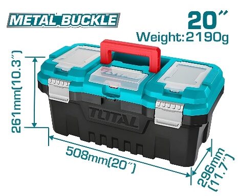 TOTAL TOOLS TPBX0202 CAJA PLASTICA PARA HERRAMIENTAS 508X296X261MM CARGA MAX 20KG CELESTE/NEGRO