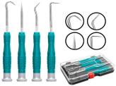 TOTAL TOOLS TPHSK0401 JUEGO DE 4 GANCHOS DE PUNTA PARA REMOVER SELLOS EN CAJA PALSTICA