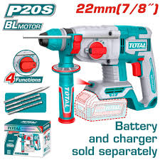 TOTAL TOOLS TRHLI21228 ROTOMARTILLO SDS-PLUS 7/8″ 22MM 2J 5400BPM + 3 BROCAS Y 1 CINCEL (SIN CARGADOR NI BAT)