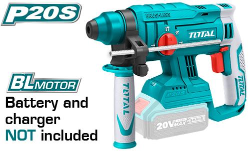 TOTAL TOOLS TRHLI2201 ROTOMARTILLO SDS-PLUS 22MM BAT. 20V 1.5J 4700BPM (SIN CARGADOR NI BAT) (VER CODIGO 656357)
