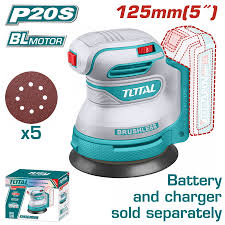 TOTAL TOOLS TROSLI2002 LIJADORA ORBITAL 5″ (125MM) BAT 20V 8000-13000RPM (SIN CARGADOR NI BATERIA)