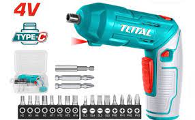 TOTAL TOOLS TSDLI0442 ATORNILLADOR 1/4″ BATERIA 4V 4NM C/18 PUNTAS INTERCAMBIABLES CR-V 25/50MM Y CONECTOR