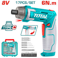 TOTAL TOOLS TSDLI08025 MINI ATORNILLADOR 1/4″ BATERIA 8V 6NM C/10 PUNTAS + 7 ACCESORIOS