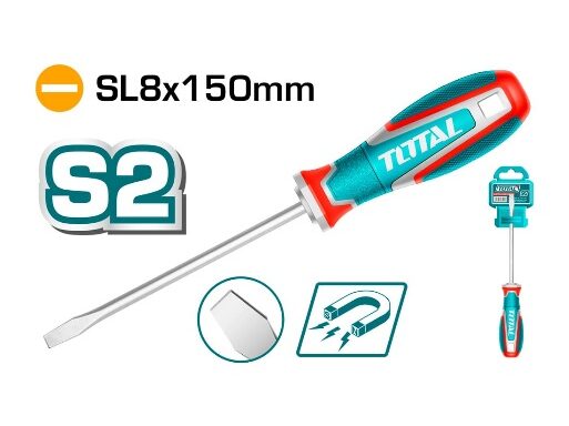 TOTAL TOOLS TSDSL8150 DESTORNILLADOR PLANO SL8 8X150MM CON PUNTA MAGNETICA S2