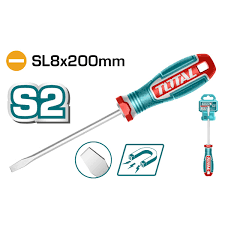 TOTAL TOOLS TSDSL8200 DESTORNILLADOR PLANO SL8 200MM CON PUNTA MAGNETICA S2