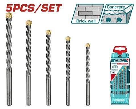 TOTAL TOOLS UTACSD5051 JUEGO 5 BROCAS PARA CONCRETO 5/32″, 3/16″, 1/4″, 5/16″, 3/8″