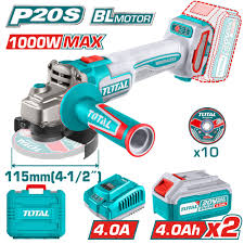 TOTAL TOOLS UTAGLI271532 ESMERILADORA 4-1/2″ BAT LITIO-ION 20V 1000W C/2 BAT 4AH + CARG + 10 DISCOS P/METAL