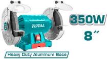 TOTAL TOOLS UTBG35020 ESMERIL DE BANCO 8″ (203MM) 350W 3450RPM 110V/60HZ CON PORTECTORES