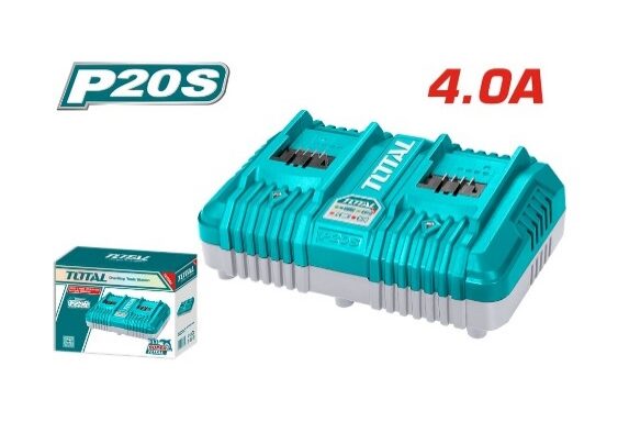 TOTAL TOOLS UTCLI2034 CARGADOR DOBLE DE BATERIA 20V PARA BATERIAS 2AH Y 4AH