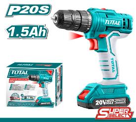 TOTAL TOOLS UTDLI20011 TALADRO INALAMBRICO CHUCK 3/8″ BAT. LITIO-ION 20V C/ 1 BAT 1.5AH + CARGADOR (VER CODIGO 656305)