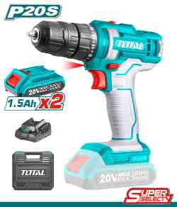 TOTAL TOOLS UTDLI20028 ATORNILLADOR 3/8″ C/ 2 BAT LITIO-ION 20V 1.5AH 45NM + CARGADOR + 1 BROCA 65MM (VER CODIGO 656309)