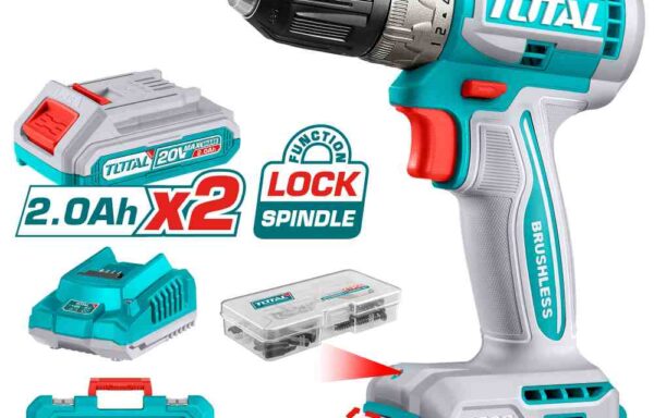TOTAL TOOLS UTDLI20453 TALADRO INALAMBRICO 3/8″ 20V C/2 BAT LITIO-ION 2AH + CARGADOR + 47 ACCESORIOS Y ESTUCHE