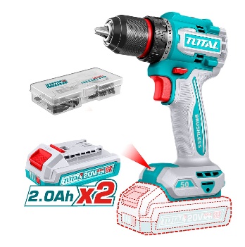 TOTAL TOOLS UTDLI205062 TALADRO INALAMBRICO 13MM (1/2″) BAT LI-ION 20V 50NM C/2 BAT 2AH+47 ACCES SIN CARBONES