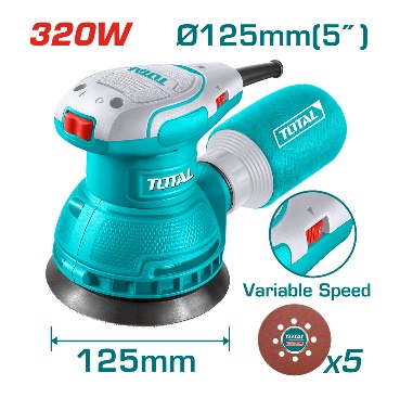 TOTAL TOOLS UTF2131256 LIJADORA ORBITAL 5″ 8000-13000 RPM 320W 110V/60HZ/1F