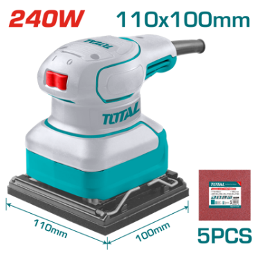 TOTAL TOOLS UTF2241108 LIJADORA DE PALMA ORBITAL 110X100MM 240W 110V/60HZ C/5PZ PAPEL DE ARENA