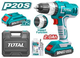 TOTAL TOOLS UTIDLI20031 TALADRO PERCUTOR 1/2″ BATERIA 20V 55NM + 2 BAT. LITIO-ION 2AH + CARGADOR+50 AC (VER CODIGO 656307)