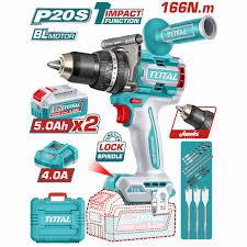 TOTAL TOOLS UTIDLI201668 TALADRO PERCUTOR 13MM (1/2″) BAT LI-ION 20V 166NM C/2BAT 5AH+CARG+ACCES