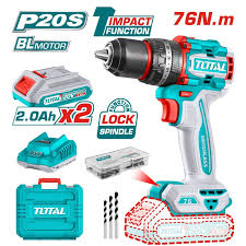 TOTAL TOOLS UTIDLI20768 TALADRO PERCUTOR 13MM (1/2″) BAT 20V 76NM + 2 BAT 2.AH + CARG + 47 ACCESORIOS