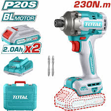 TOTAL TOOLS UTIRLI2023 ATORNILLADOR DE IMPACTO 1/4″ BAT LI-ION 20V 230NM C/2 BAT 2AH+CARGADOR+MALETIN SIN CARBONES