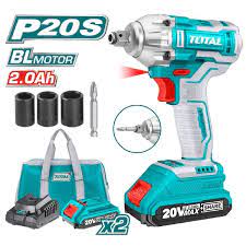 TOTAL TOOLS UTIWLI20208 PISTOLA DE IMPACTO A BAT LITIO-ION 20V 1/2″ 220NM C/ 2 BAT 2AH Y CARGADOR + ACCESORIOS
