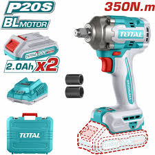 TOTAL TOOLS UTIWLI2035 LLAVE DE IMPACTO 1/2″ 20V 350NM C/2 BAT LITIO-ION 2AH + 2 ACCESORIOS + ESTUCHE