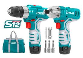 TOTAL TOOLS UTKLI1201 COMBO ATORNILLADOR DE IMPACTO 12V 1/4″+TALADRO 12V 3/8″ C/2 BAT LITIO 1.5AH+CARG (VER 656328, 656304)