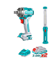 TOTAL TOOLS UTOSLI23056 COMBO LLAVE DE IMPACTO 13MM (1/2″) 20V 405NM+ LAMPARA LED 300LM+2BAT 2AH+ CARG SIN CARBONES