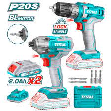 TOTAL TOOLS UTOSLI230708 TALADRO 3/8″+LLAVE DE IMPACTO 1/4″ BAT 20V CON 2 BAT LITIO 2AH + CARGADOR (VER CODIGO 656313)
