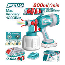 TOTAL TOOLS UTSGLI20042 PISTOLA PARA PINTAR BAT 20V 800ML/MIN 0.1-0.2BAR 1000ML + 1 BAT LITIO-ION 2AH+CARG